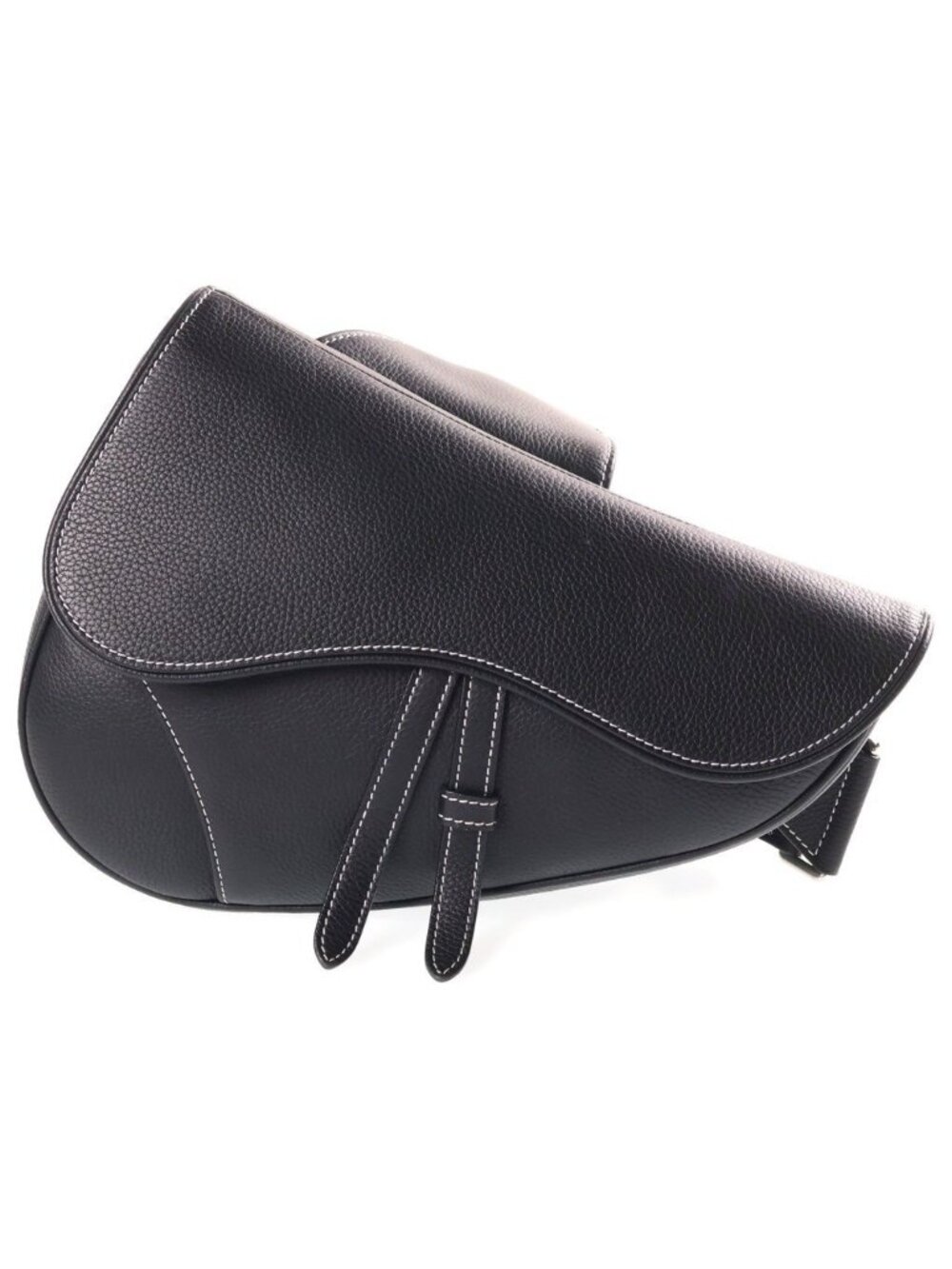 Dior Saddle Waist Bag Black Leather Silver